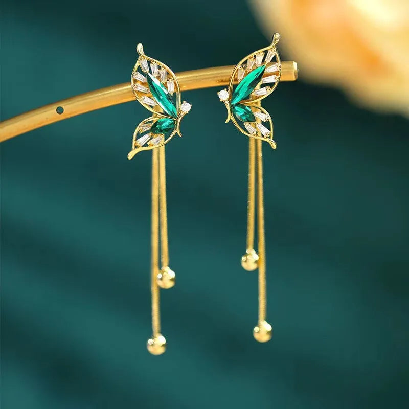 Aretes de Mariposa Verde Chapados en Oro - Shakti® PAGA 1 LLEVA 2