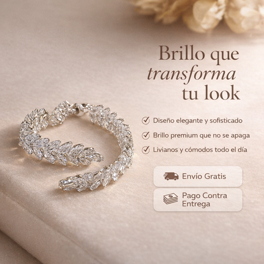 Aretes Hojas de Cristal + Caja regalo GRATIS