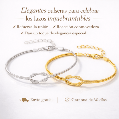 PAR DE PULSERAS NUDO ETERNO - TÚ Y YO + caja + tarjeta GRATIS®🎁