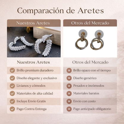 Aretes Hojas de Cristal + Caja regalo GRATIS